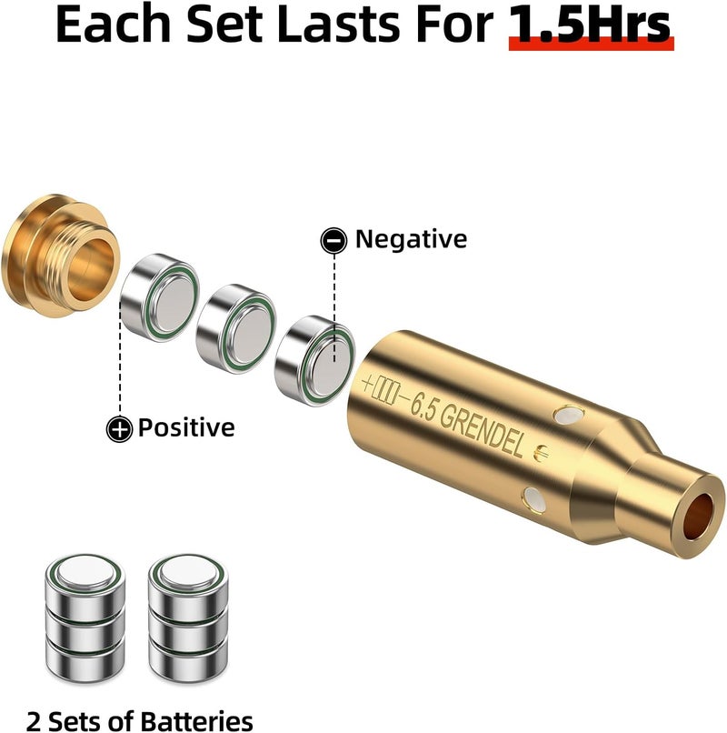 EZshoot 6.5 Laser Bore Sight Red Laser for 6.5CM/6.5Grendel Bore Sighter Laser Boresighter with Sets of Batteries - Image 3
